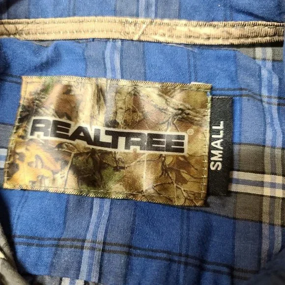 Realtree Mens Small Blue stripe Short Sleeve Button Up Shirt - Picture 10 of 10